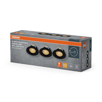 OSRAM LED-spotset voor inbouwmontage met draaisluiting, GU10-fitting, 2,6W, 827, zwart, ⌀75 mm