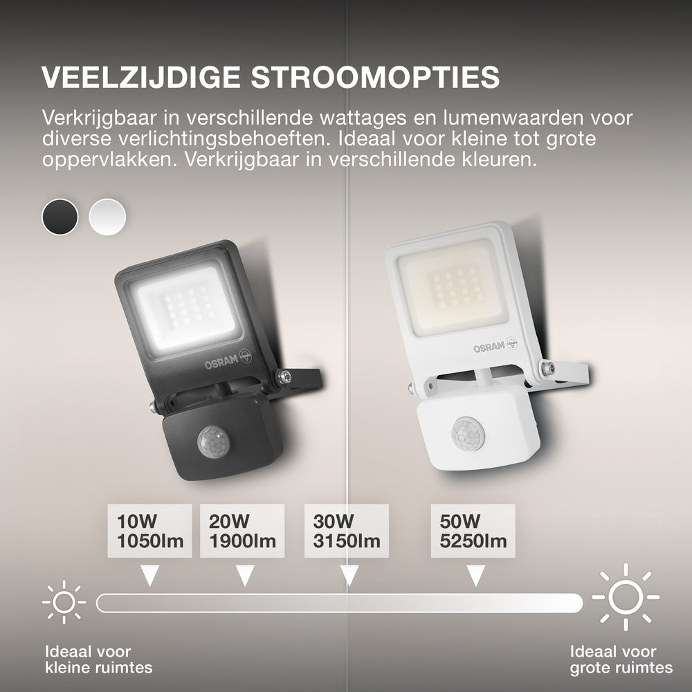OSRAM ENDURA FLOOD PC 30W LED-Fluter mit Sensor, 3000K warmweiß, 3000 Lumen, IP44 weißes Flutlicht IR-Sensor, Lux-Einstellung 2-1000