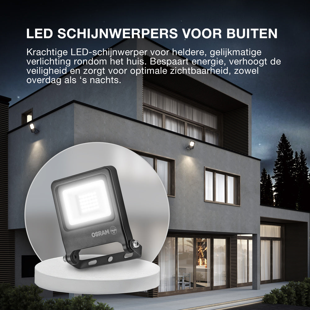 OSRAM ENDURA FLOOD PC 50W LED-Fluter, 3000K warmweiß, 5000 Lumen, IP65 Flutlicht, 1m Anschlusskabel, Weiß, 100 lm/W