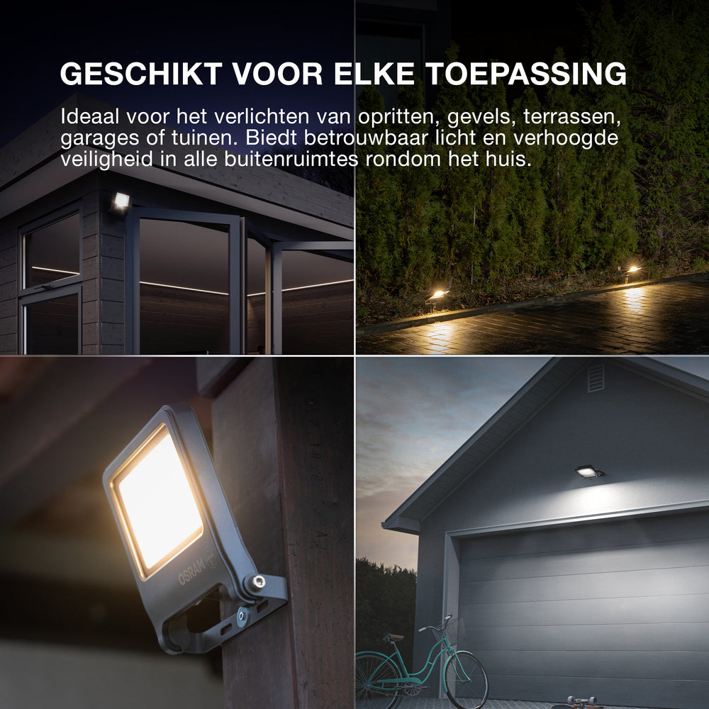 OSRAM ENDURA FLOOD PC 50W LED-Fluter, 3000K warmweiß, 5000 Lumen, IP65 Flutlicht, 1m Anschlusskabel, Weiß, 100 lm/W