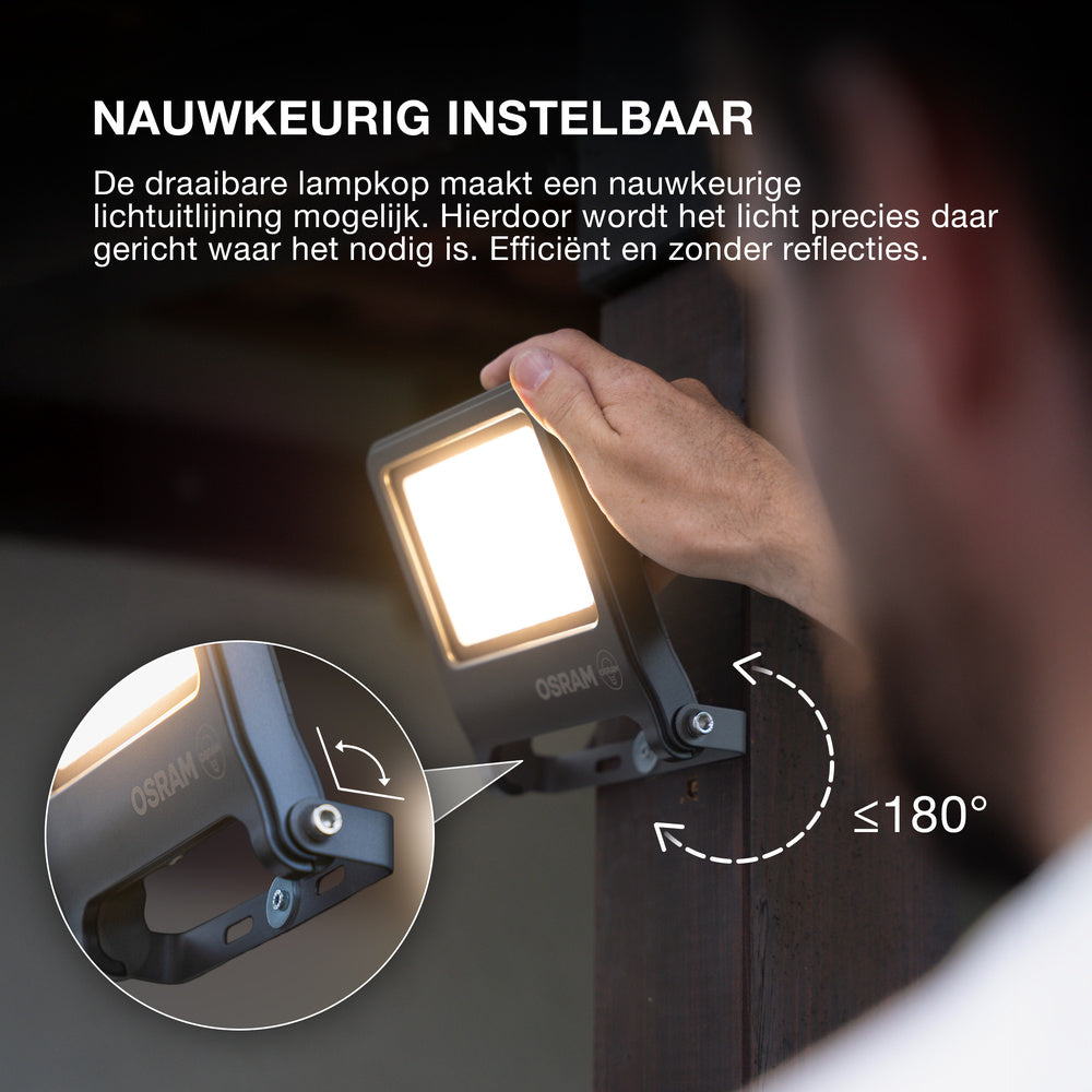 OSRAM ENDURA FLOOD PC 50W LED-Fluter, 3000K warmweiß, 5000 Lumen, IP65 Flutlicht, 1m Anschlusskabel, Weiß, 100 lm/W