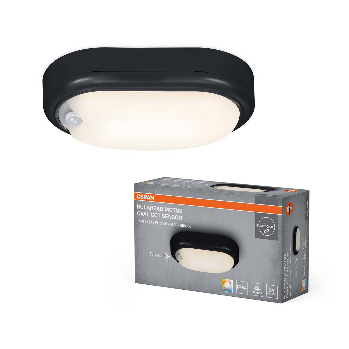 OSRAM Deckenleuchte Schwarz, 3000 K / 4000 K / 6500 K
