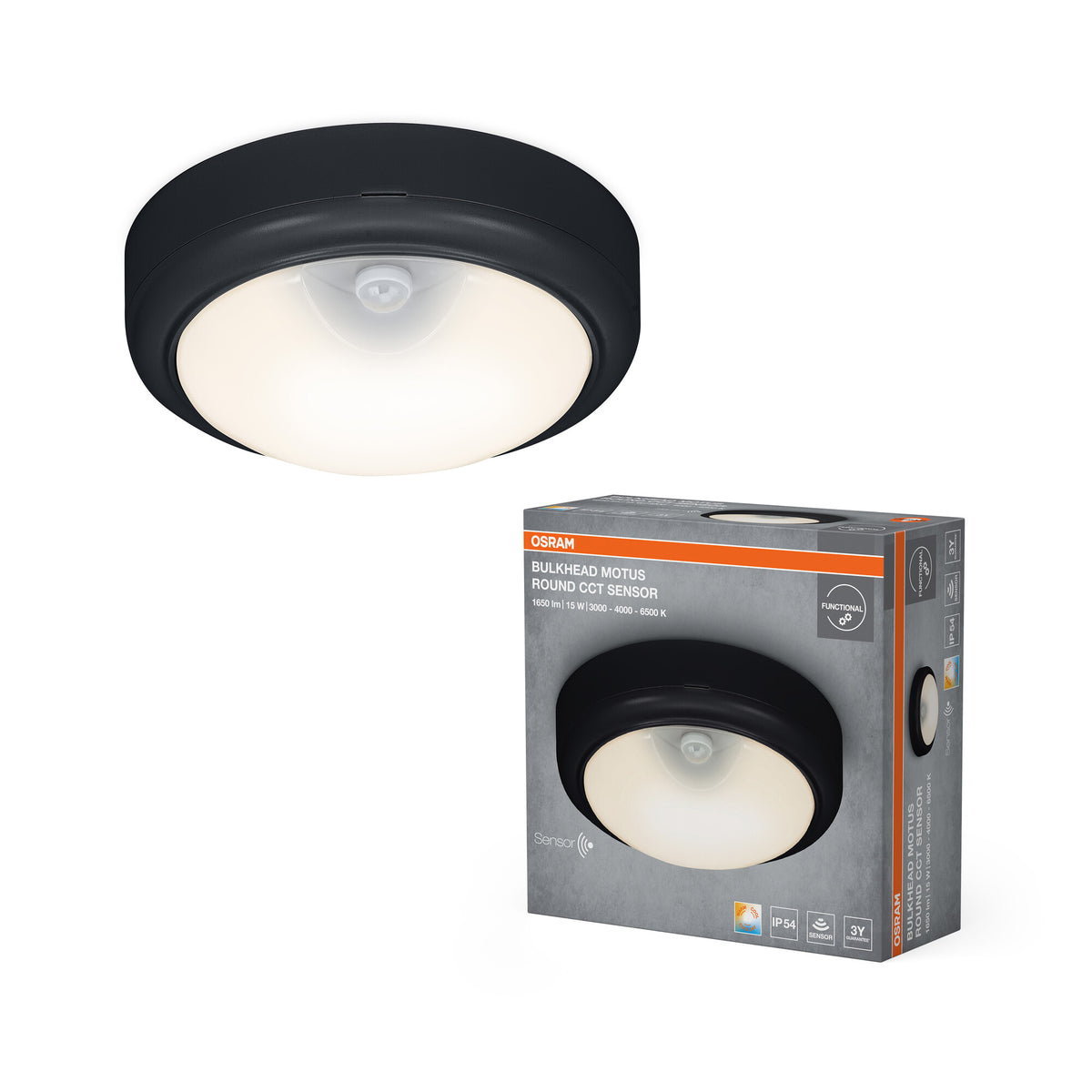 OSRAM Deckenleuchte Schwarz, 3000 K / 4000 K / 6500 K
