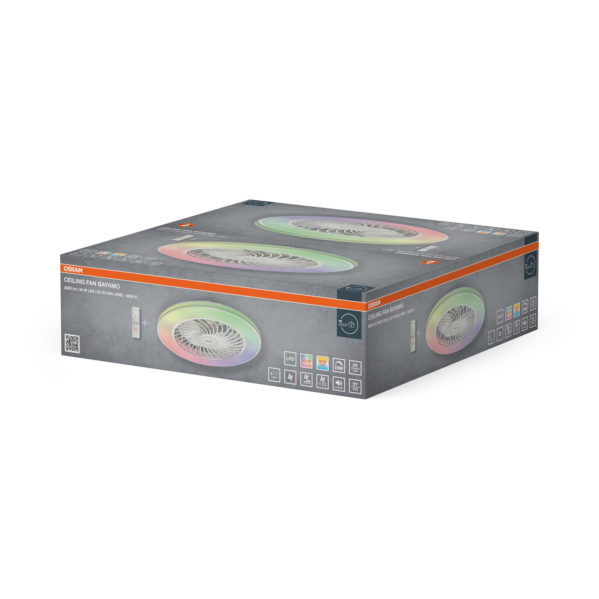 Plafondventilator Bayamo 590 mm 58 W CCT RGB