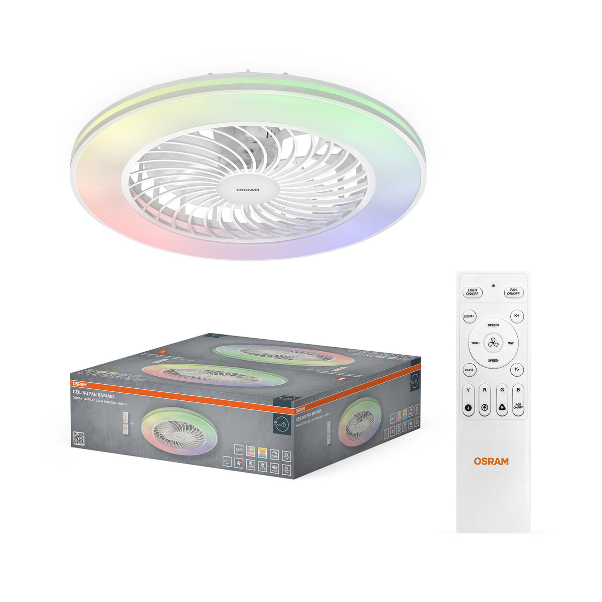 Plafondventilator Bayamo 590 mm 58 W CCT RGB