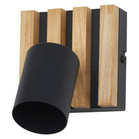 OSRAM LED Spot Acoustic Zwart/houtdecor, staal en grenenhout, 220-240 V, GU10, klemverbinding, 3-polig (L, N, PE)