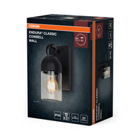 OSRAM buitenwandlamp, donkergrijs, E27-fitting, IP65, aluminium behuizing, glazen kap, 0…40 W, levensduur 25.000 uur, inclusief montagemateriaal