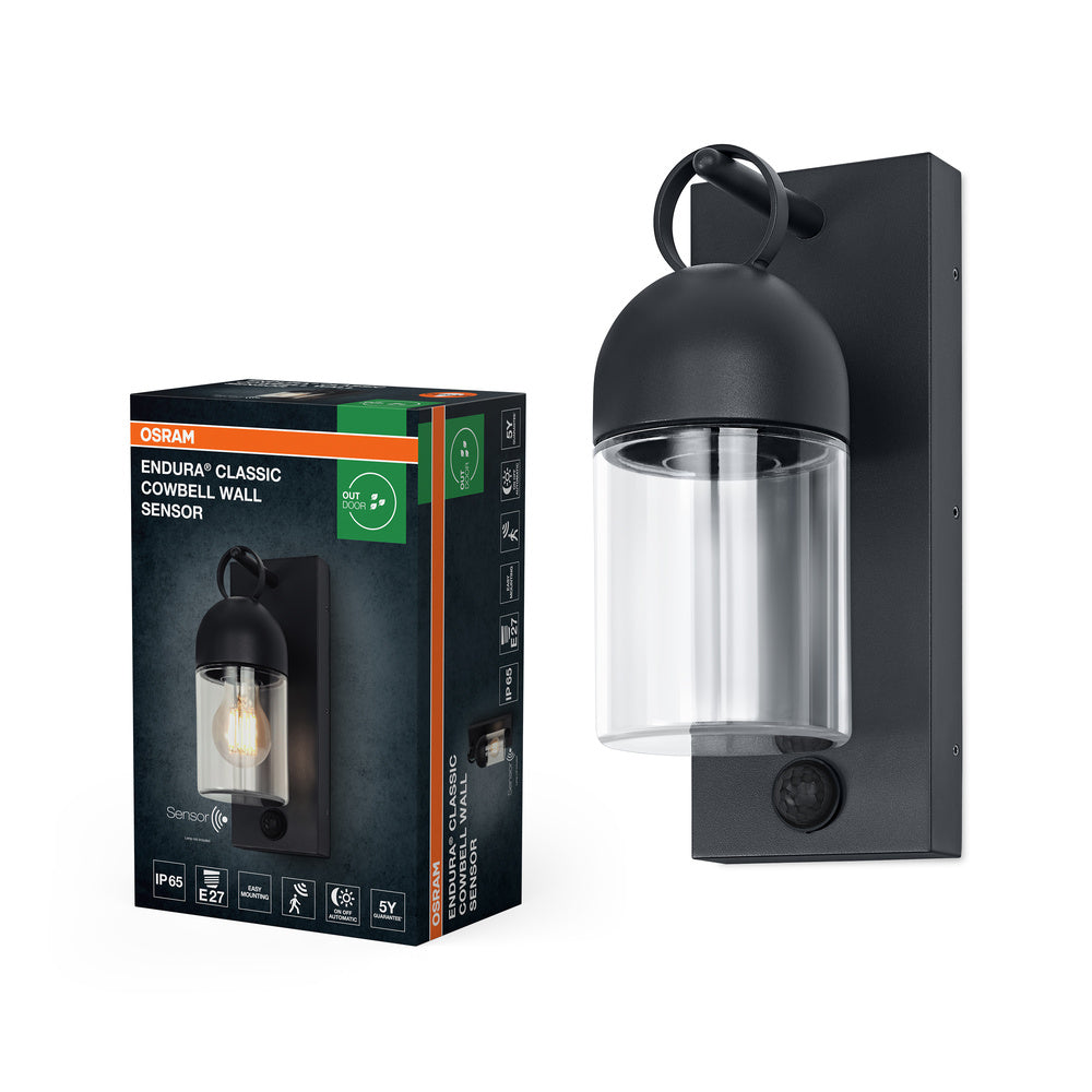 OSRAM ENDURA® Classic Cowbell buitenwandlamp IP65 met sensor E27 donkergrijs