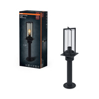 OSRAM padlamp, donkergrijs, E27, 50 cm, IP44, glazen kap, PIR-bewegingssensor, 220–240 V, 0-40 W, levensduur 25.000 uur, IK03