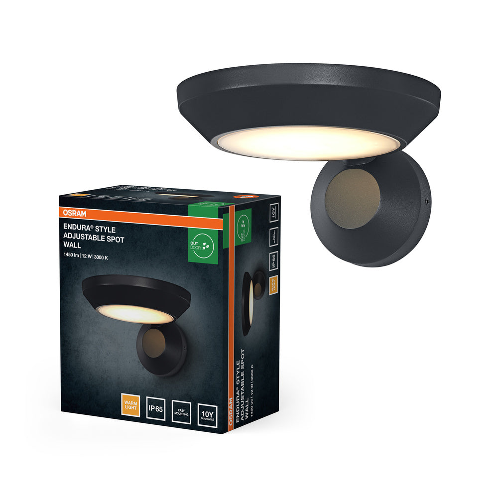 OSRAM ENDURA® Style Verstellbarer Spot Außenwandleuchte IP65 12W Dunkelgrau
