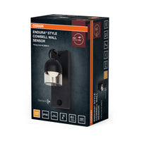 OSRAM buitenwandlamp, donkergrijs, 6,5 W, 400 lm, 3000 K, 110° stralingshoek, IP65, levensduur 50.000 uur, PIR-bewegingssensor, glas, aluminium