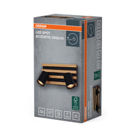 OSRAM LED Spot Acoustic Schwarz/Holzdekor, Stahl und Kiefernholz, 220-240 V, GU10, Klemmanschluss, 3-polig (L, N, PE)
