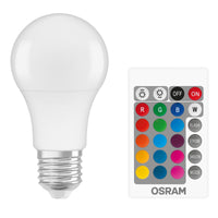 OSRAM LED Retrofit RGBW-lampen met afstandsbediening in A-vorm, LED-lamp, mat, 9,7 W, (voorheen 60 W), 806 lm, warmwit, 2700 K, dimbaar, 25.000 uur, CRI 80, afstandsbediening