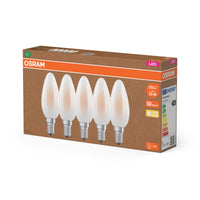 OSRAM LED-Lampe Classic B 25 Filament Energy efficiency class A 5er-Pack, E14, Glas, Frosted, 1,2 W (ex 25 W), 255 lm