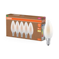 OSRAM LED-Lampe Classic B 25 Filament Energy efficiency class A 5er-Pack, E14, Glas, Frosted, 1,2 W (ex 25 W), 255 lm