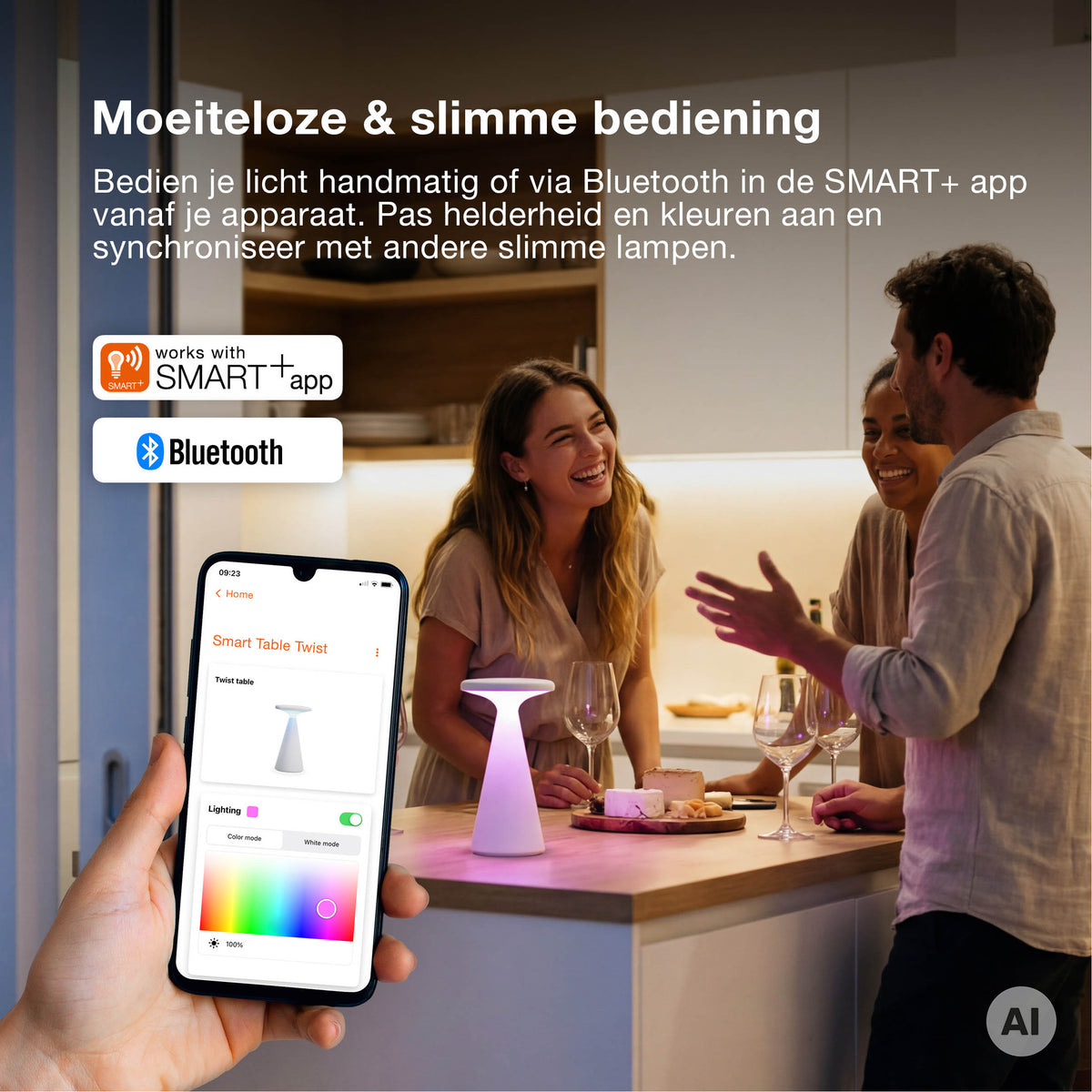 OSRAM Smart Bluetooth Tischleuchte, dimmbar per App, Weiß, ABS-Gehäuse, IP44 spritzwassergeschützt