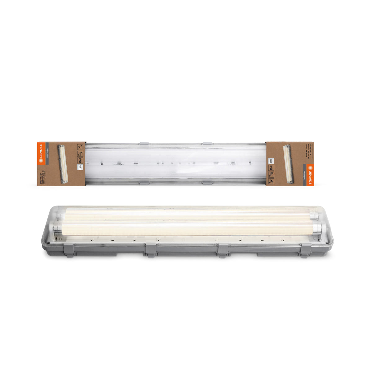 LEDVANCE ESSENTIAL vochtbestendige lamp met 2 lampen, 14 W, 1560 lm, koudwit, 4000 K, 651 x 108 x 64 mm, supergoede prijs-kwaliteitverhouding, voor ruimtes met een hoge luchtvochtigheid zoals kelders, beschermingsklasse IP65