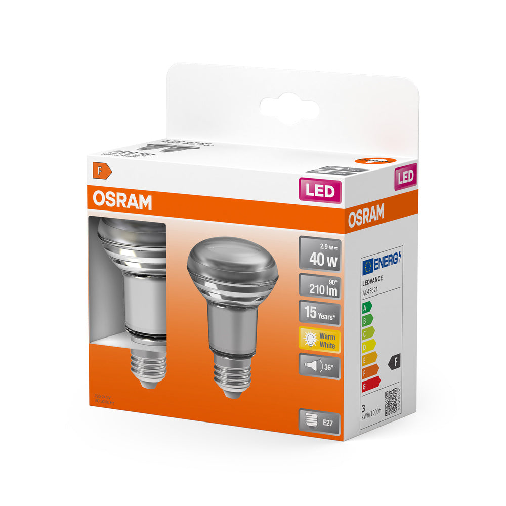 OSRAM LED Lampe LED STAR R63 2.9W 827 E27, 210 lm, 2700 K, Warmweiß, 2er Pack-LEDVANCE Shop