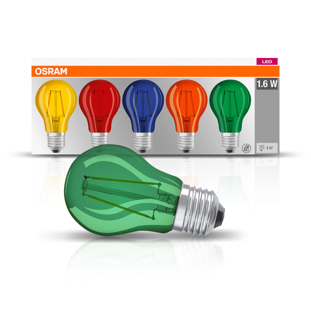 OSRAM LED Lampe LED STAR DÉCOR CLASSIC A 2.5W 827 E27, Kaltweiß 5er Pack, verschiedene Farben-LEDVANCE Shop
