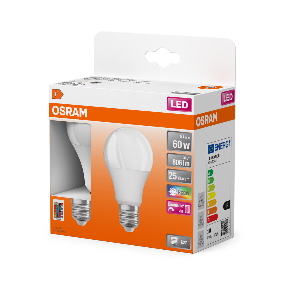 OSRAM LED Lampe LED Retrofit RGBW lamps with remote control 9.4W E27, 806 lm, 2700 K, Warmweiß 2er Pack-LEDVANCE Shop