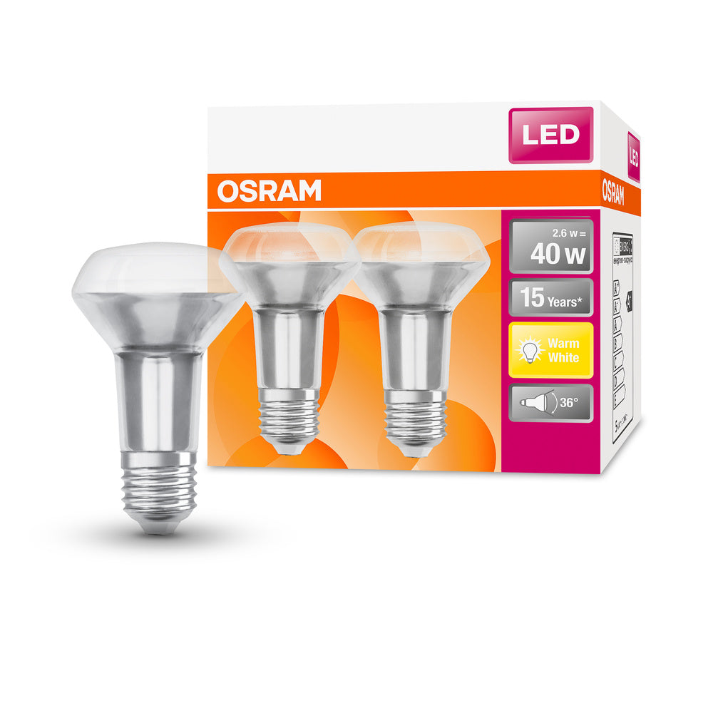 OSRAM LED Lampe LED STAR R63 2.9W 827 E27, 210 lm, 2700 K, Warmweiß, 2er Pack-LEDVANCE Shop