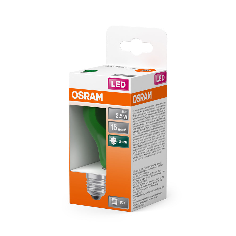 OSRAM LED Lampe LED STAR DÉCOR CLASSIC A 2.5W 175 Green E27, 45 lm, 7500 K, Grün-LEDVANCE Shop