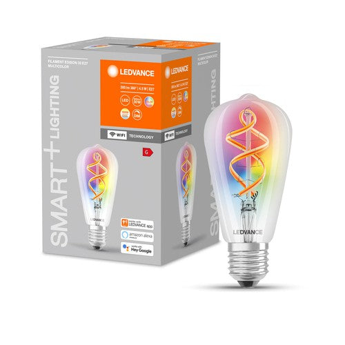 LEDVANCE Wifi SMART+ LED-Lampe Filament Edison 30 RGBW mehrfarbig (ex 60W) 4,5W E27-Leuchtmittel-LEDVANCE Shop