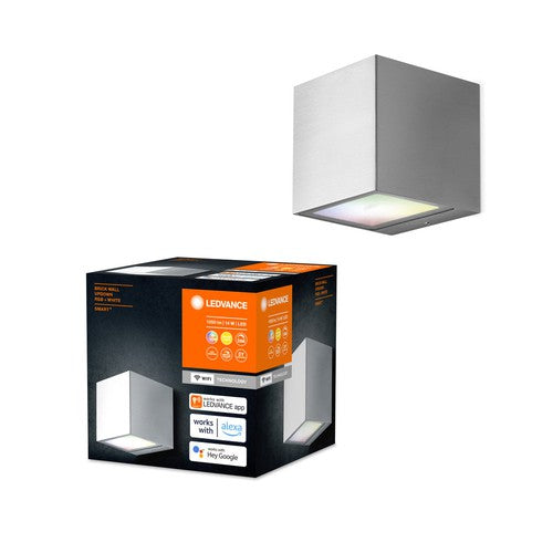LEDVANCE Wifi SMART+ Brick WALL UPDOWN LED 8,5cm Wandleuchte RGBW mehrfarbig 14W / 3000K Warmweiß silbergrau-Außenwandleuchten-LEDVANCE Shop