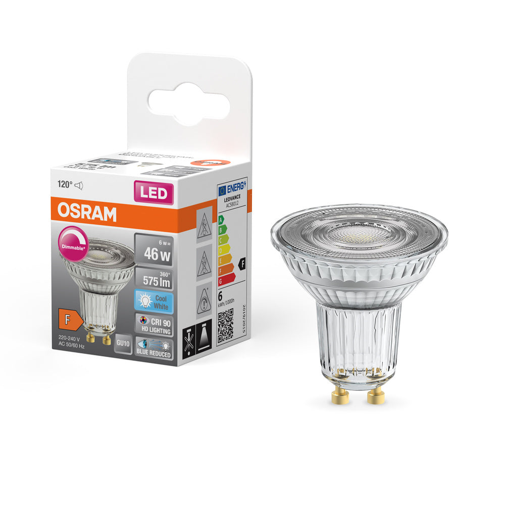 OSRAM Dimmbare LED Reflektor-Lampe LED SUPERSTAR + spot PAR16 GL 46 DIM 6,7W/940 CRI90 GU10 , Kaltweiß-Leuchtmittel-LEDVANCE Shop