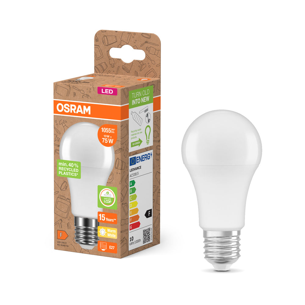 OSRAM LED Star Classic A 75 Lampe Recycled Plastic 10W Warmweiß Frosted E27-Leuchtmittel-LEDVANCE Shop