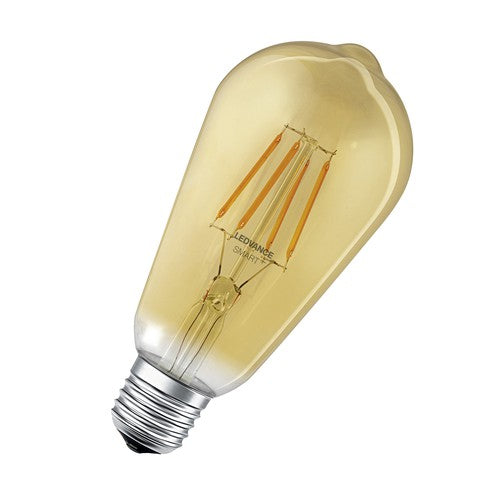 LEDVANCE Smarte LED-Lampe mit WiFi Technologie in Gold Edison Form, Sockel E27, Dimmbar,Warmweiß (2400K), ersetzt Glühlampen mit 53 W, SMART+ WiFi Classic Dimmable, 1er-Pack-Leuchtmittel-LEDVANCE Shop
