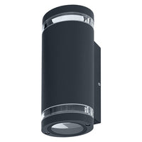 LEDVANCE LED Wandleuchte für 2x GU10 Leuchtmittel, Design Leuchte für Aussen, für 2-seitige indirekte Beleuchtung mit dursichtigen Ringen, aus Aluminium in dunkelgrau, ENDURA BEAM GAP Wall UpDown GU10-Außenwandleuchten-LEDVANCE Shop