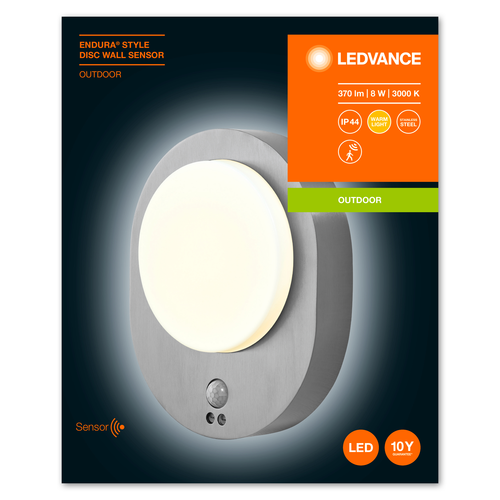 LEDVANCE ENDURA STYLE DISC LED Wand- und Deckenleuchte Sensor 8W / 3000K Warmweiß-Außenwandleuchten-LEDVANCE Shop