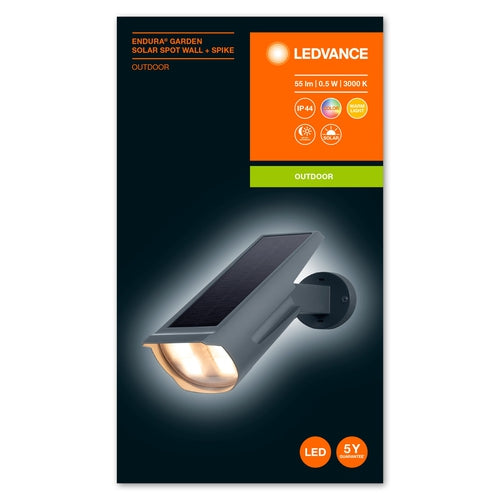 LEDVANCE Gartenleuchte solar LED: für Wand/Boden, ENDURA GARDEN SPOT / 0,50 W, 3.6 V, Warm weiß, 3000 K, Gehäusematerial: Plastik, IP44-Außenwandleuchten-LEDVANCE Shop