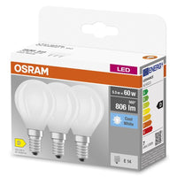 OSRAM LED BASE RETRO MATT CLP LED-Lampen, klassische Miniballform 5,5W E14 840, 3er Pack , Kaltweiß-Leuchtmittel-LEDVANCE Shop