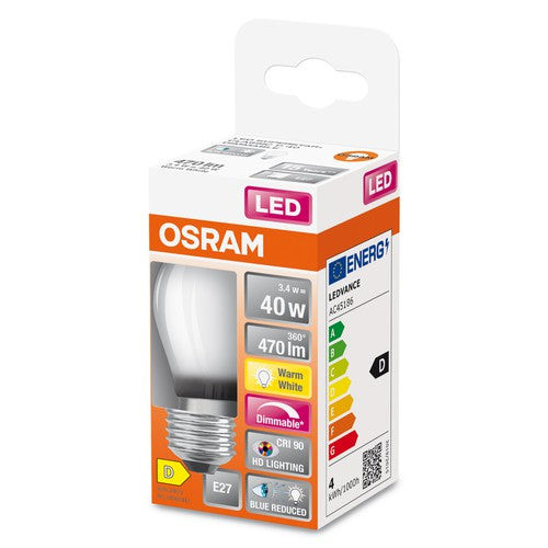 OSRAM FILAMENT LED-Lampe LED SUPERSTAR+ CL P GL FR 40 dim 3,4W/940 E27 CRI90 BOX, E27 , Warmweiß-Leuchtmittel-LEDVANCE Shop