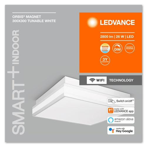 LEDVANCE Wifi SMART+ ORBIS MAGNET LED Deckenleuchte 30x30cm Tunable Weiß 26W / 3000-6500K weiß-Deckenleuchten-LEDVANCE Shop