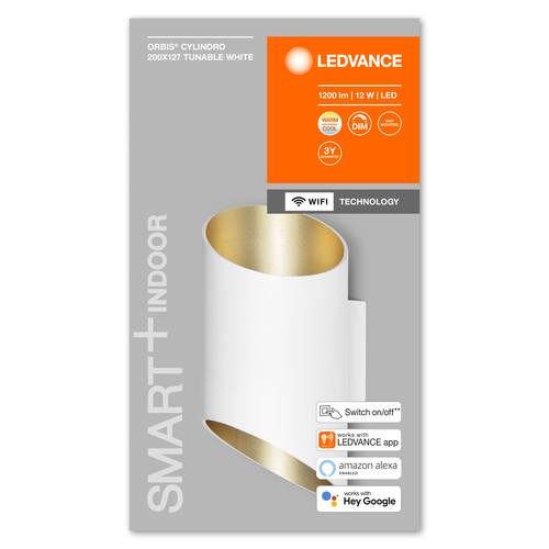 LEDVANCE Wifi SMART+ ORBIS CYLINDRO LED Wandleuchte 20x12,7cm Tunable Weiß 12W / 3000-6500K weiß-Wandleuchten-LEDVANCE Shop