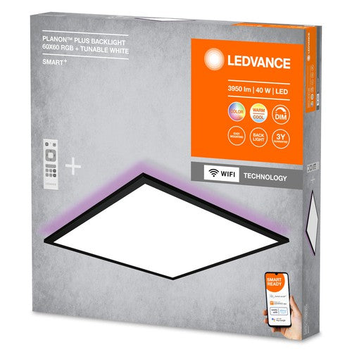 LEDVANCE SMART+ WiFi LED-Rahmen-Panelleuchte, 60cm x 60cm, RGB, inkl. Fernbedienung, 39W, 2700lm, schwarz