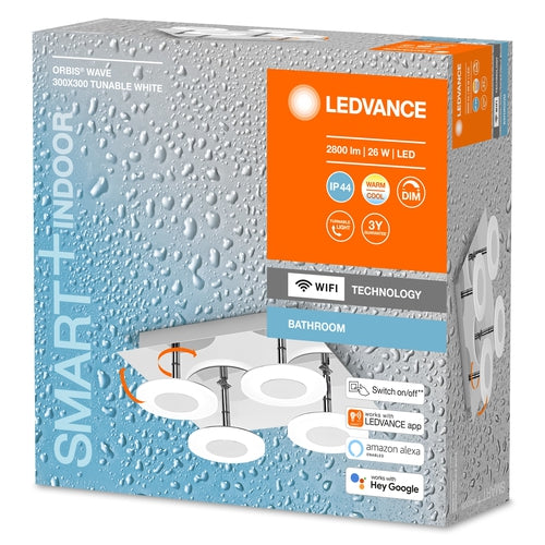 LEDVANCE Wifi SMART+ ORBIS WAVE LED Bad Deckenleuchte 30x30cm Tunable Weiß 26W / 3000-6500K-Deckenleuchten-LEDVANCE Shop