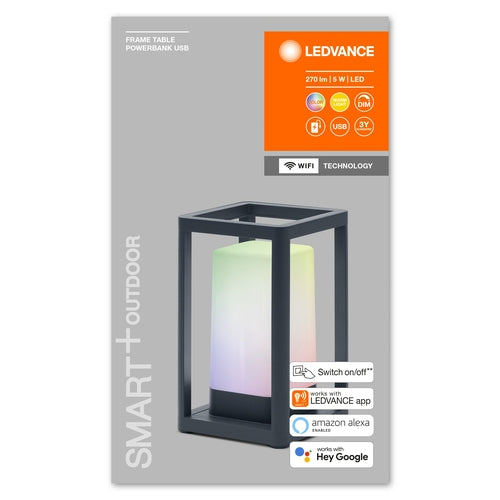 LEDVANCE SMART+ Wifi Table Frame Powerbank USB RGB Outdoor Tischleuchte mobil nutzbar, schwarz, 3000K 12x20,3cm-Tischlampen-LEDVANCE Shop
