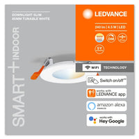 LEDVANCE Wifi SMART+ RECESS SLIM DOWNLIGHT, Ø 85mm TW / 4,50 W Tunable White, 3000…6500K,-Einbaustrahler & Spots-LEDVANCE Shop