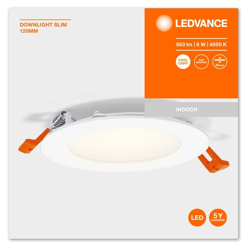 LEDVANCE RECESS SLIM DOWNLIGHT LED Deckenleuchte, Ø 120mm, 220…240V 8W / 4000K Kaltweiß-Einbaustrahler & Spots-LEDVANCE Shop