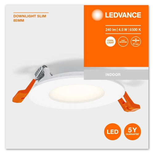 LEDVANCE RECESS SLIM DOWNLIGHT LED Deckenleuchte, Ø 85mm, 220…240V 4,50W / 6500K Kaltweiß-Einbaustrahler & Spots-LEDVANCE Shop