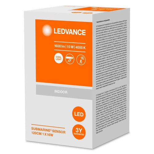 LEDVANCE Lichtband-Leuchte 126,1cm LED für Decke, SUBMARINE SENSOR / 16 W, 220…240 V, Kaltweiß, 4000 K, IP65