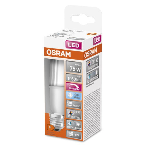 OSRAM Superstar dimmbare LED-Lampe mit besonders hoher Farbwiedergabe (CRI90) für E27-Sockel, matte Optik ,Kaltweiß (4000K), 1050 Lumen, Ersatz für herkömmliche 75W-Leuchtmittel, dimmbar, 1-er Pack-Leuchtmittel-LEDVANCE Shop