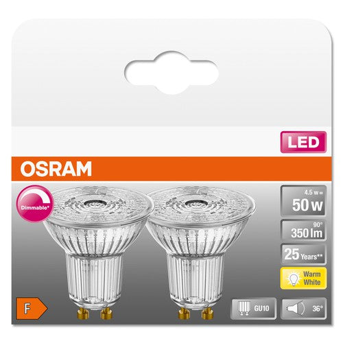 OSRAM LED-Reflektorlampe | Sockel: GU10 | Warmweiß| 2700 K | 4,50 W | Ersatz für 50-W-Reflektorlampe, LED SUPERSTAR PAR16-Leuchtmittel-LEDVANCE Shop