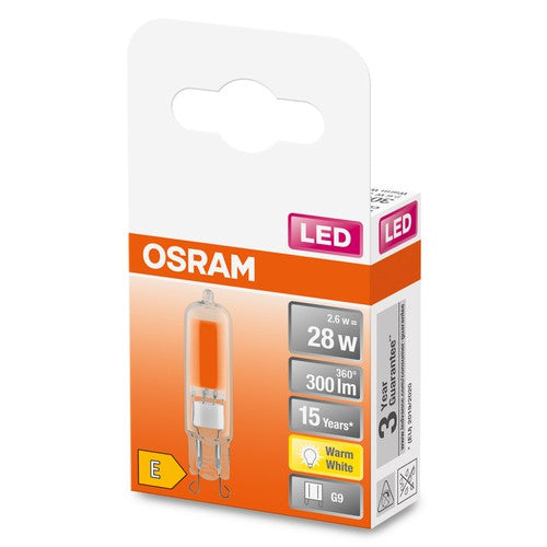 OSRAM LED Stiftsockellampe klar (ex 30W) 2,6W / 2700K Warmweiß PIN G9-Leuchtmittel-LEDVANCE Shop
