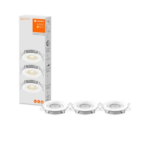 LEDVANCE LED Einbaustrahler 3er Set, 3x 5W, Ø 90mm, Warmweiß, Stufenlos Dimmbar per Wandschalter, weiß-Einbaustrahler & Spots-LEDVANCE Shop