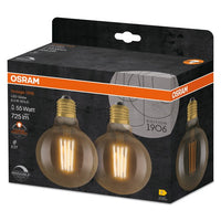 OSRAM LED-Lampe dimmbar GLOBE95 6.5W Filament E27 Vintage 1906 Gold, 2er Pack, E27-Leuchtmittel-LEDVANCE Shop